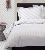 Bettbezug + Kissenbezüge 60x70 cm weiß Linien 100% Baumwolle, Satin Streifen