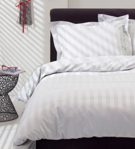 Bettbezug + Kissenbezüge 60x70 cm weiß Linien 100% Baumwolle, Satin Streifen