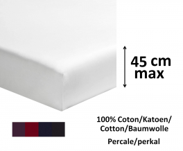 Drap housse 100% coton percale couleur foncé longeur 200cm matelas jusqu'à 45cm