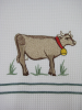 Tea towel 50x70 cm 100% cotton white waffle embroidery cow