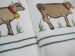 Tea towel 50x70 cm 100% cotton white waffle embroidery cow