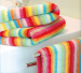 Drap de bain 70x180 cm 100% coton éponge lignés multicolores double face