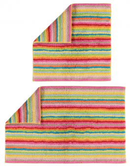 Tapis de bain réversible 100% coton éponge lignés multicolores, 2200 gr/m²