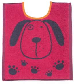 Bib 33x40 cm100% cotton pink and gray dog