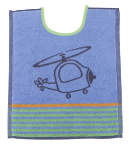 Bib 33x40 cm100% cotton blue and gray helicopter