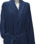 Bathrobe with shawl collar 100% cotton Navy blue