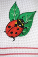 Tea towel 50x70 cm 100% cotton white waffle embroidery ladybug