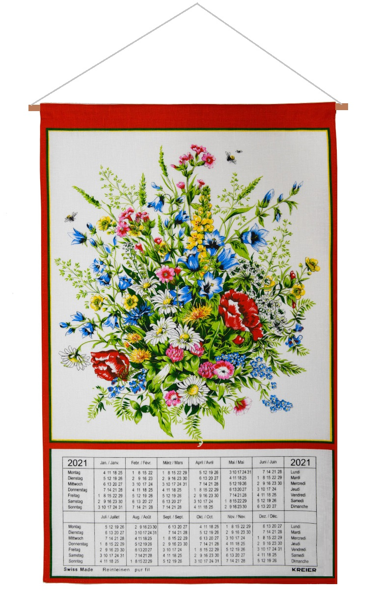 Calendar Kreier 2021 Flowers Linen linen calendar 2021