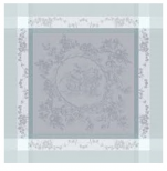 Serviette de table 53x55 cm médaillon de fleurs gris 100% coton 220 gr/m²