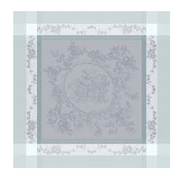 Serviette 53x55 cm Medaillon aus grauen Blüten 100% Baumwolle 220 gr/m²