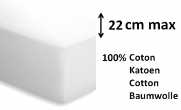 Hoeslaken hotel 100% katoen, 180 gr, wasbaar 95°C, wit