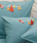 Duvet cover + pillowcase 100% cotton percale embroidered sailboats