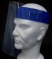 Protective mask or visor, tiltable, transparent, blue outline