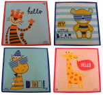 Pack of 4 children's handkerchiefs fantasy animals 29x29 cm 100% cotton