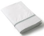 Flat sheet 100% cotton percale white embroidered leaves