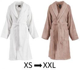 Sjaalkraag Badjas 100% gekamde katoen badstof 420 gr/m²  XS S M L XL XXL