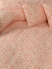 Housse de couette + taie 65x65 cm Feuillage orange corail 100% coton