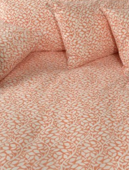 Housse de couette + taie 65x65 cm Feuillage orange corail 100% coton