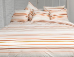 Bettbezug + Kissenbezug 65x65cm Orange mehrzeilig 100% Baumwolle