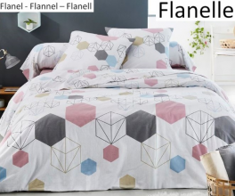 Duvet cover + pillowcase 100% cotton flannel Colorful hexagon