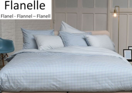 Housse de couette + taie 65x65 cm vichy bleu 100% coton flanelle