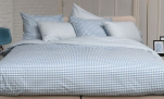 Housse de couette + taies 65x65 cm vichy bleu 100% coton percale