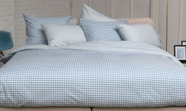 Duvet cover + pillowcases 65x65 cm vichy blue 100% cotton percale