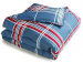 Duvet cover + pillowcase Quadri blue/red100% cotton percale easy care