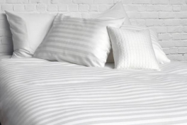 Duvet cover + pillowcase 100% cotton jacquard satin, line patterns white