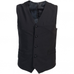 Black lined waistcoat V-neck black buttons adjustable back pockets