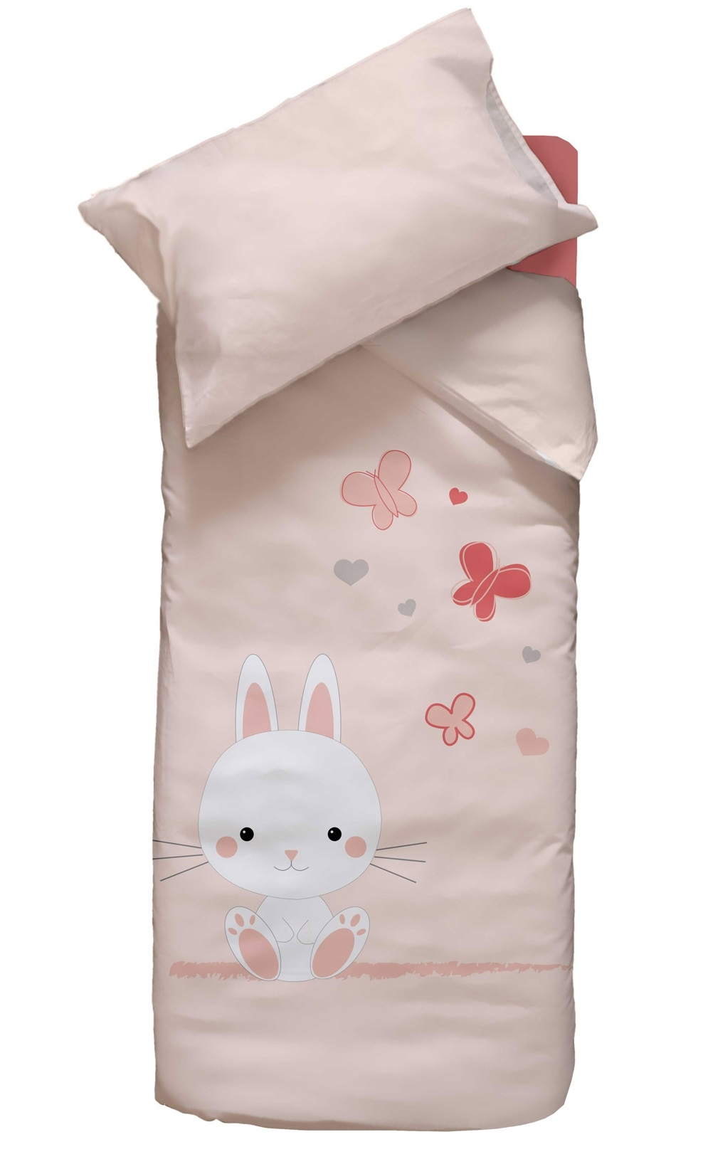 Housse couette 100x140 cm + 1 taie 40x60 cm lapin