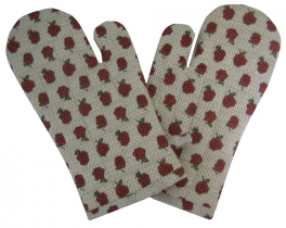 2 Kitchen glove 17x33 cm quilted cotton poplin Raspberries
