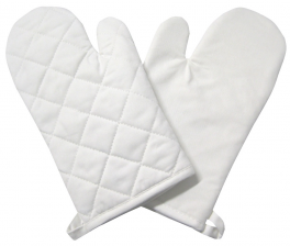 Ensemble de 2 gants de cuisine matelassés 100% coton uni blanc