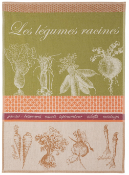 Essuie vaisselle Les légumes racines 100% coton jacquard 50x75 cm