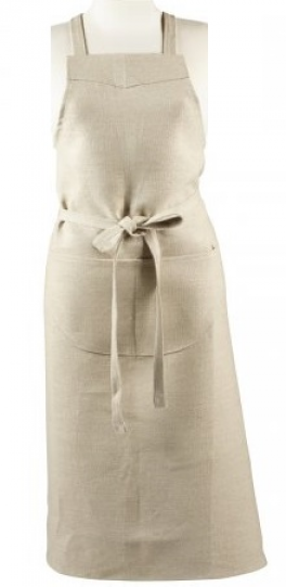 Bib apron in 100% natural linen 100 cm wide x 110 cm high + large pocket