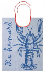 Blue lobster Bib 100% jacquard cotton 43x60 cm,  washable at 60°C
