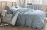 Housse couette + taie 65x65 cm 100% coton percale Doux feuillages easy care