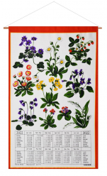 Calendrier Kreier 2022 Fleurs de printemps, pur lin, 69 x 41 cm
