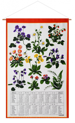 Calendar Kreier 2022 Spring Flowers, pure linen, 69 x 41 cm