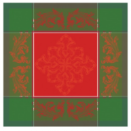 Serviette de table 52x52 cm Noël baroque rouge et vert 100% coton 220gr/m²