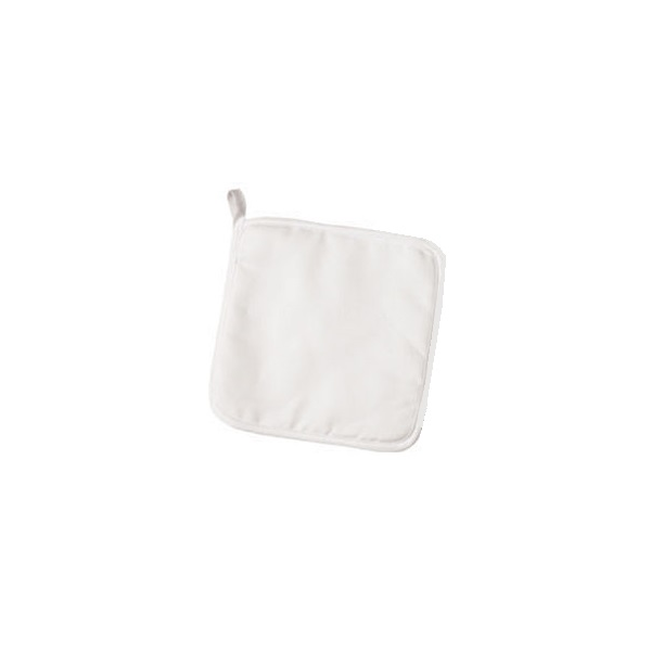 Potholder 100% white cotton 20x20 cm, 265 gr/m², sanforized 1%. Padded