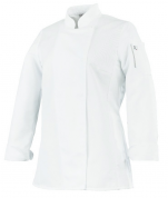 Jacket dames keuken wit UNA. lange mouwen polykatoen
