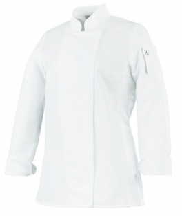 Jacket dames keuken wit UNA. lange mouwen polykatoen