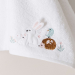 Bath cape + Towel + Bib set 100% white cotton, little animals embroidered