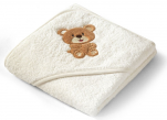 Cape de bain 80x80 cm petit Ourson 100% coton éponge crème 500 gr/m²