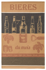 Essuie vaisselle Les Bières du mois 100% coton jacquard 50x75 cm