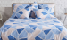 Housse de couette + taie 65x70 cm triangles bleus 100% coton