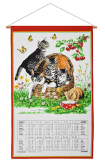 Calendar Kreier 2023 Cats, pure linen, 69 x 41 cm