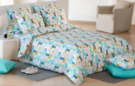Bettbezug + Kissenbezug 65x65 cm Farbige Rechtecke 100% Baumwolle