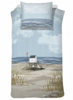 Duvet cover 140x200/220 + 1 pillowcase 60x70 Beach Hut 100% satin cotton